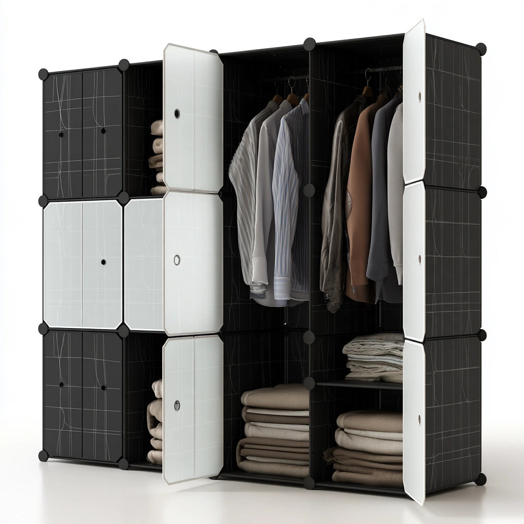 Kleiderschrank, aus Kunststoff, Farbe: grau
