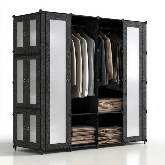 Kleiderschrank, aus Kunststoff, Farbe: grau